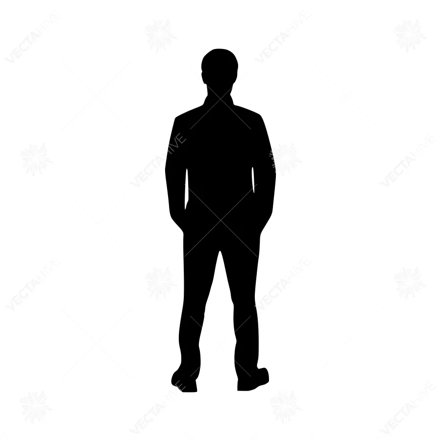 Silhouette Man Standing - Black Outline