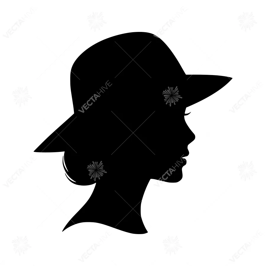 Silhouette Woman with Hat - Minimalist Portrait