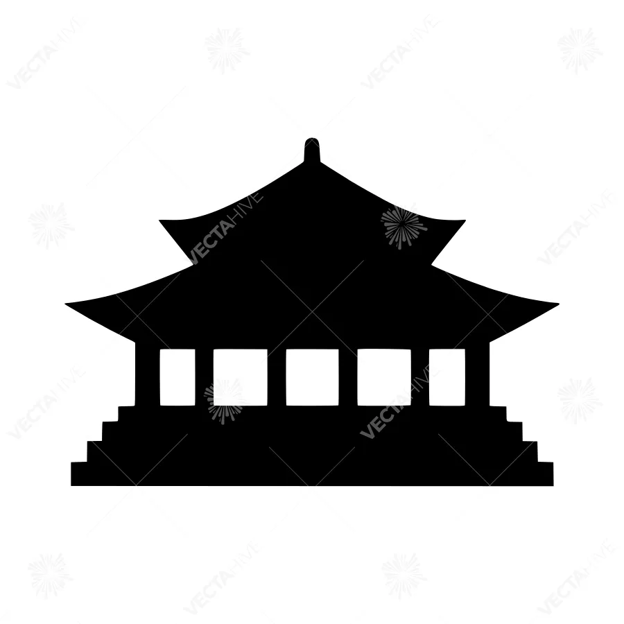 Japanese Pagoda Silhouette Vector Icon