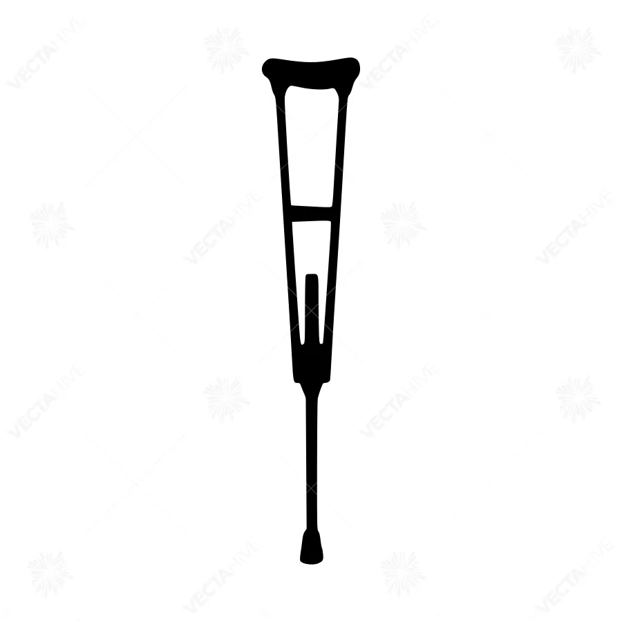 Black Crutches Silhouette Icon