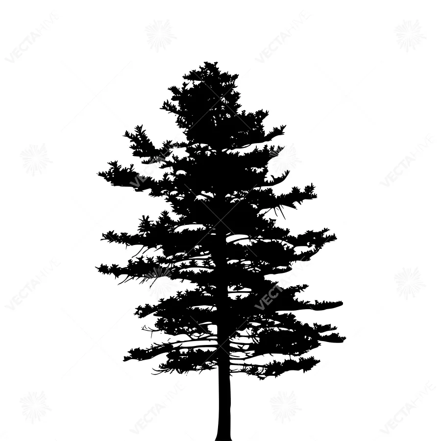 Silhouette Tree - Minimalist Black Outline