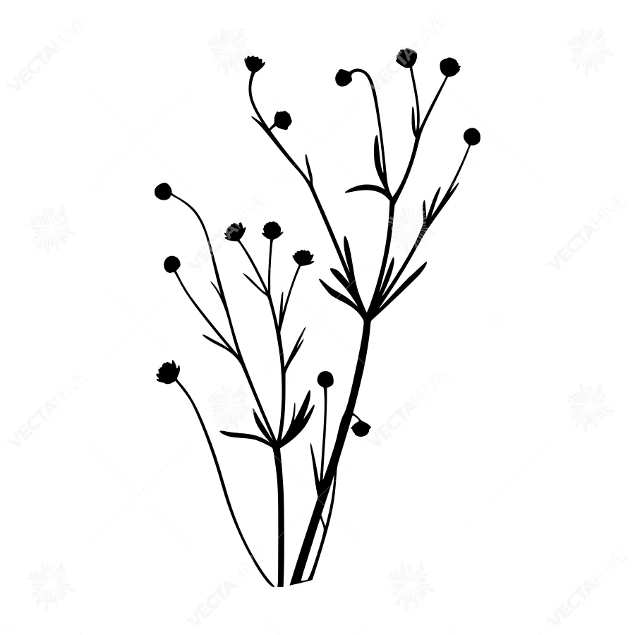 Minimalist Wildflower Branch Silhouette