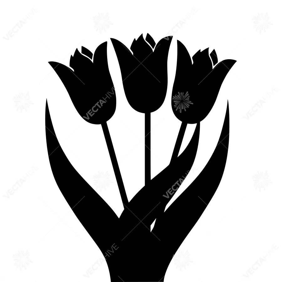 Black Tulip Silhouette Vector Illustration