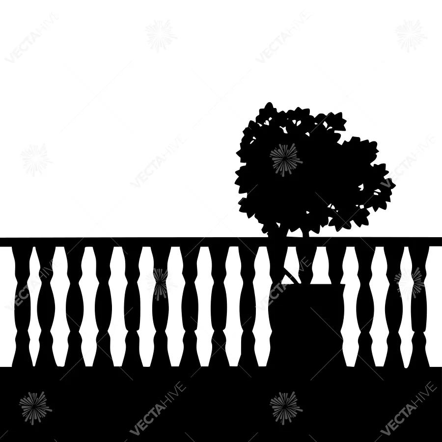 Silhouette Tree on Steps - Minimalist Black & White
