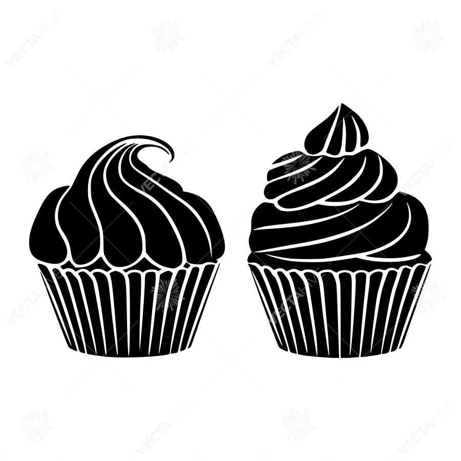 Black Cupcakes Silhouette Icons