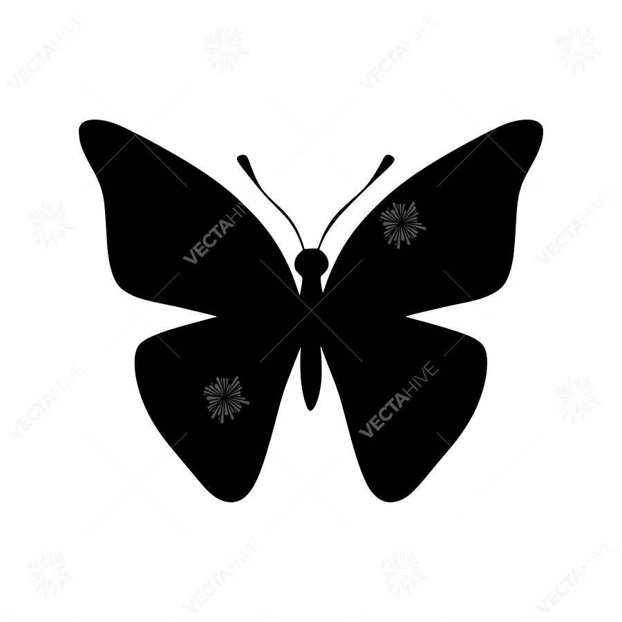 Black Butterfly Silhouette Vector Icon