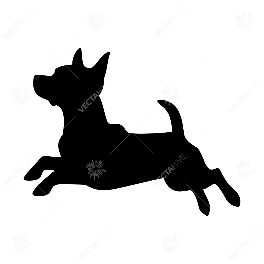 Silhouette Dog Jumping - Black Outline Vector