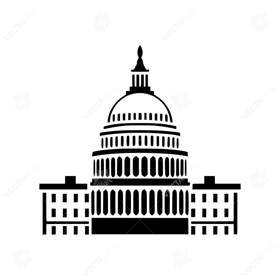 Capitol Building Icon - Black Outline