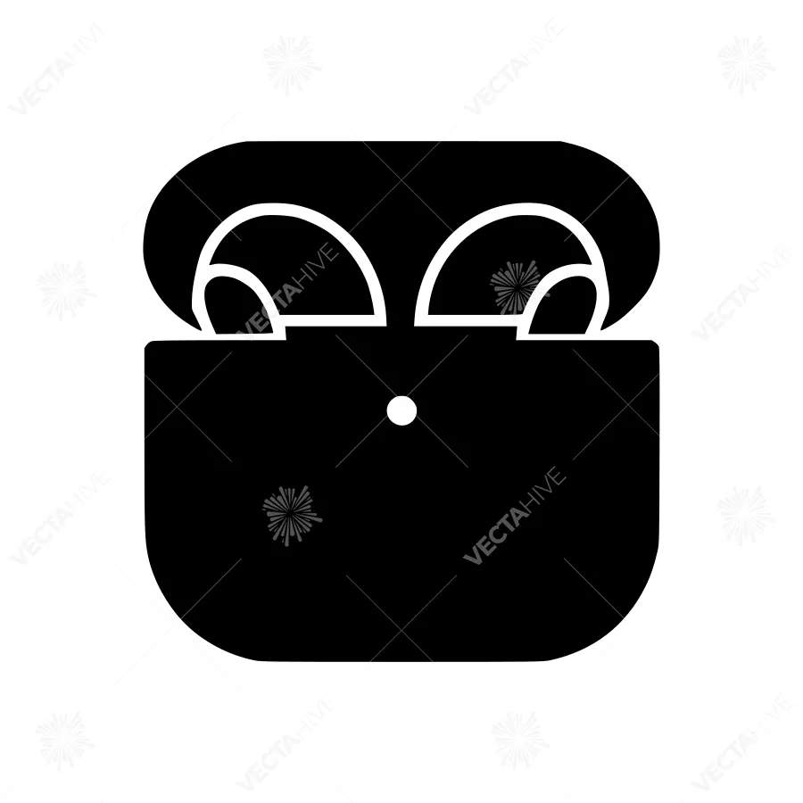 Minimalist AirPods Icon - Black & White Vector
