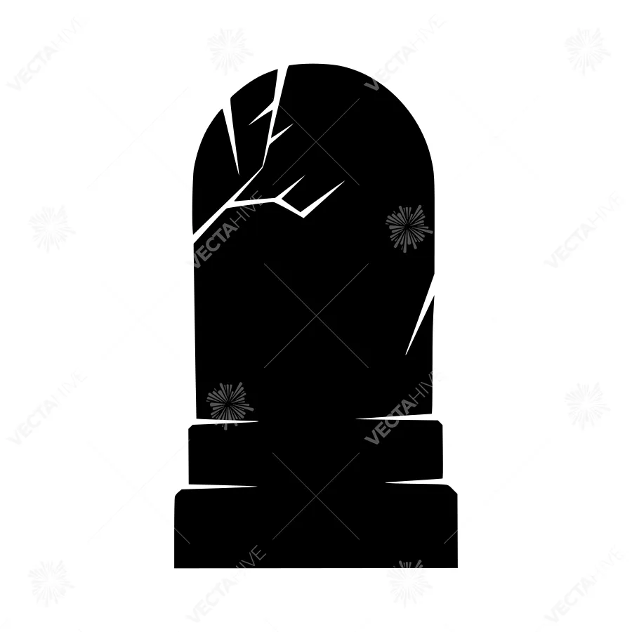 Cracked Stone Tomb Silhouette
