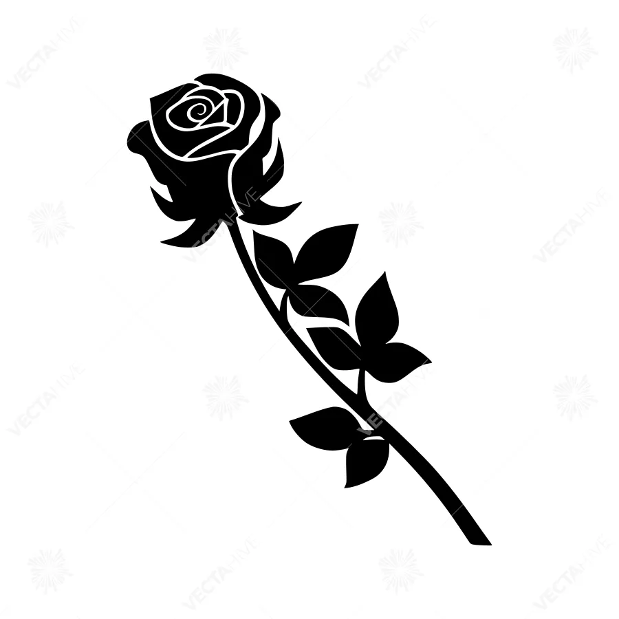 Black Rose Silhouette Vector Illustration