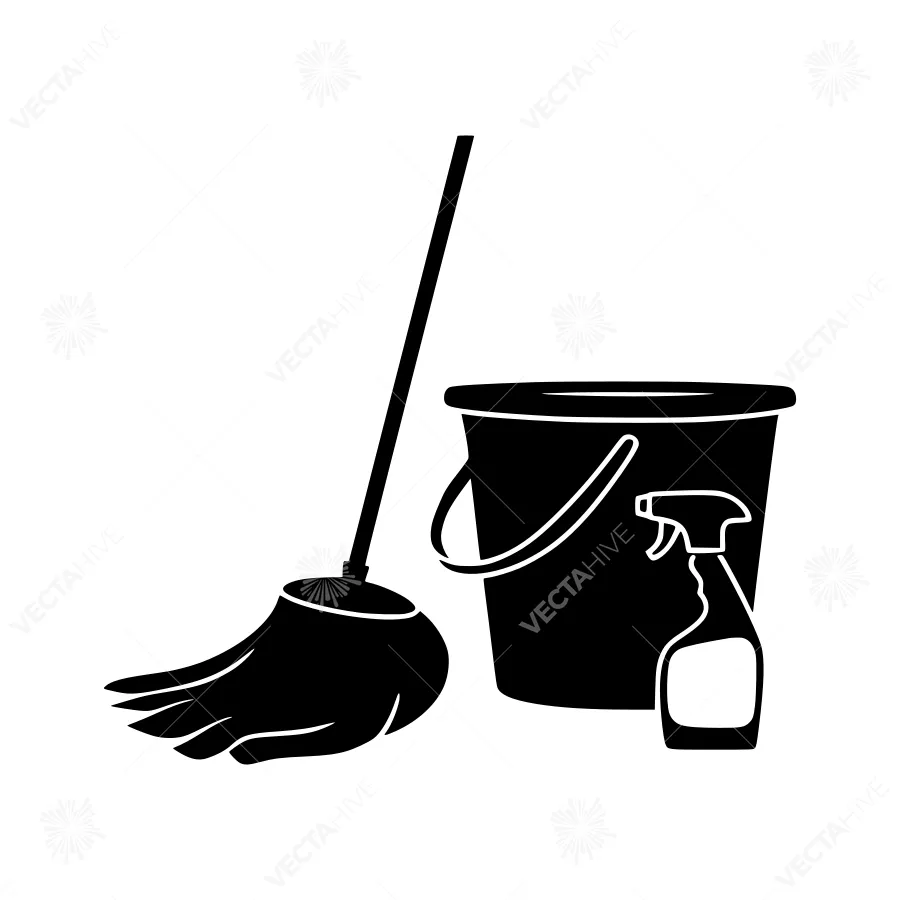 Cleaning Supplies Silhouette Icons