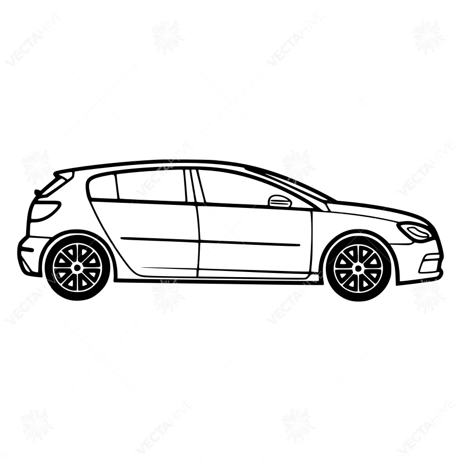 Black Car Outline Vector Illustration