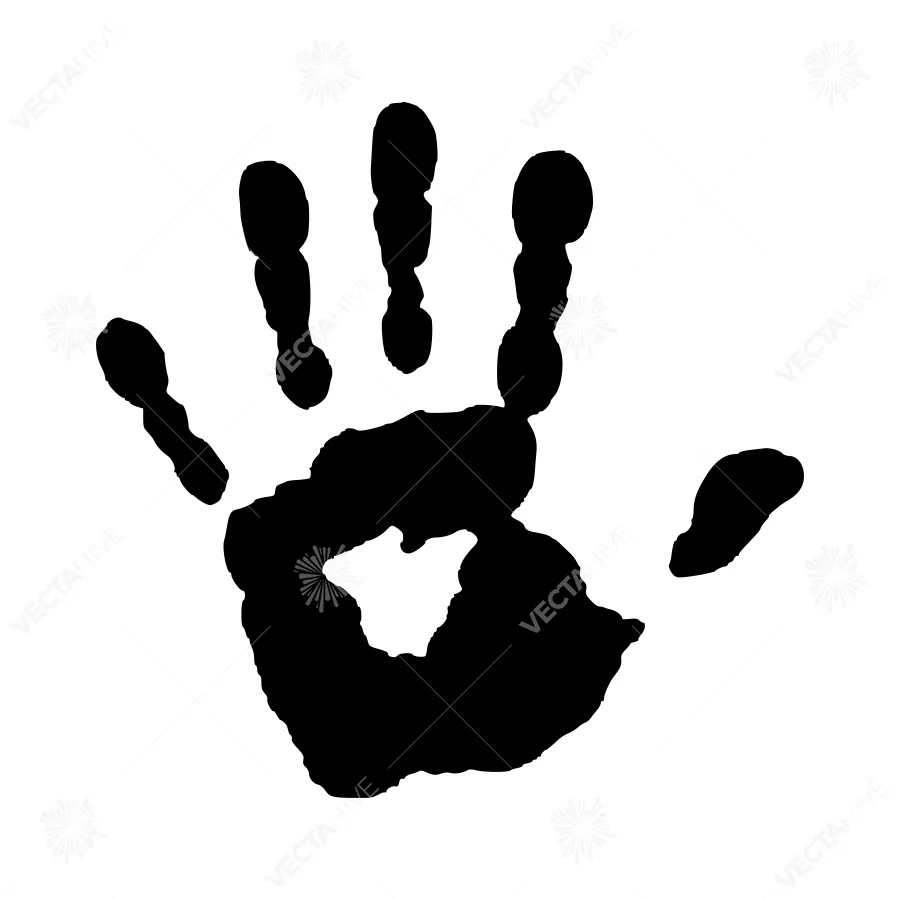 Black Handprint Silhouette on White Background
