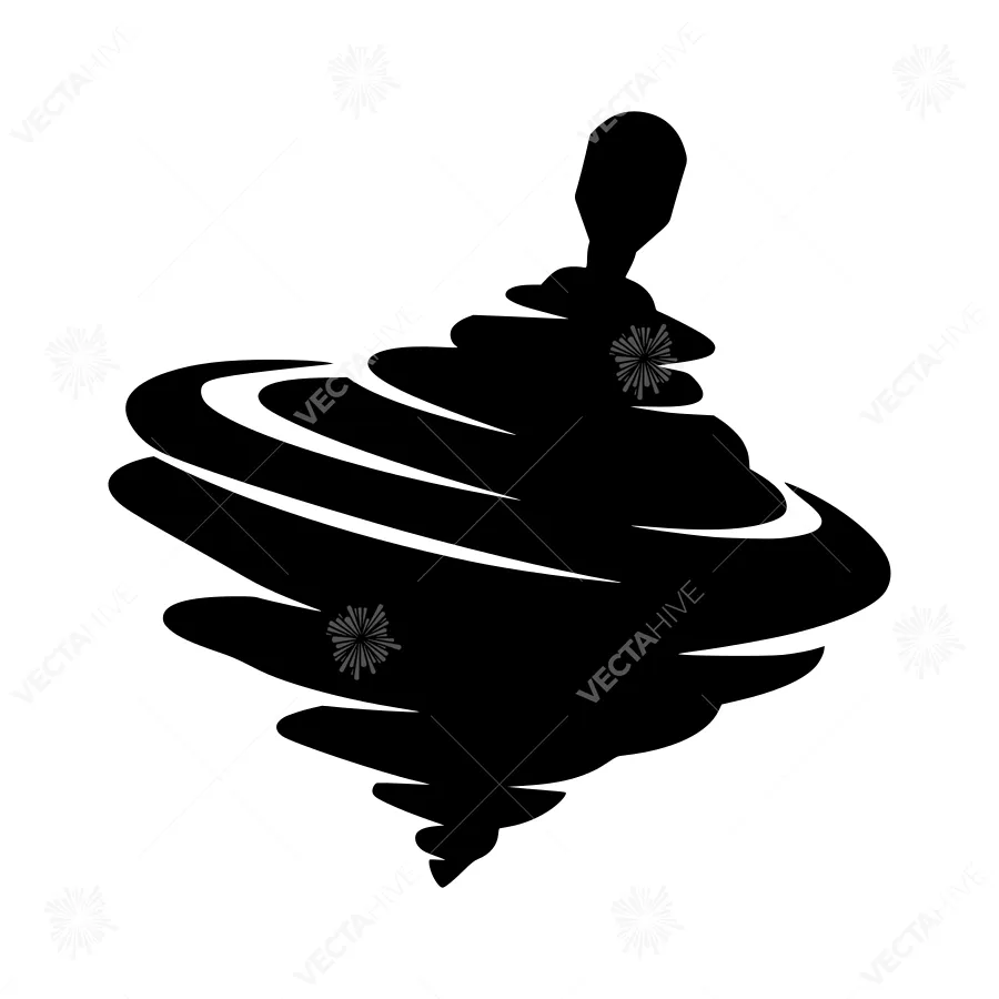 Black Spinning Top Silhouette Vector Icon