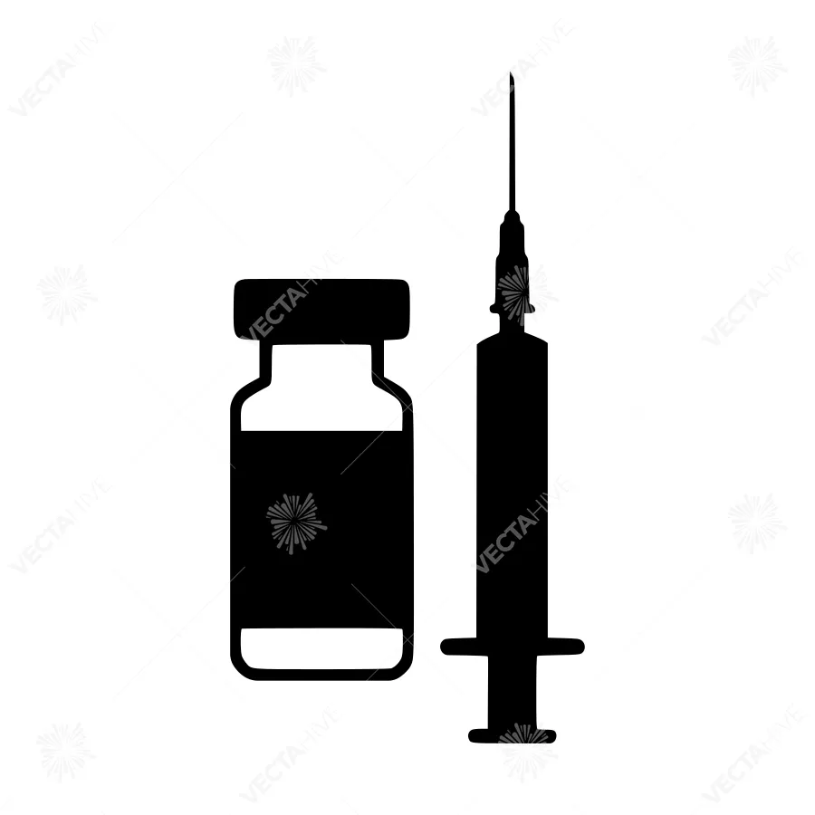Vaccine Icon - Syringe & Vial Silhouette
