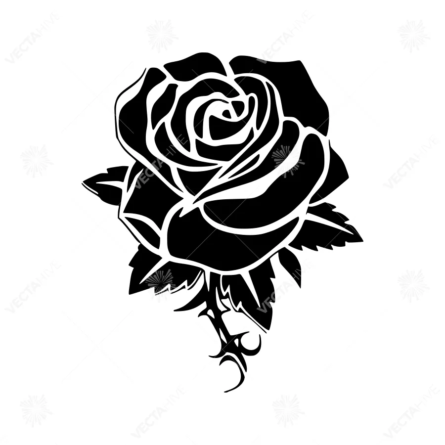 Black Rose Silhouette Vector Illustration