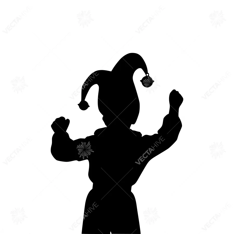 Jester Silhouette - Black Vector Icon
