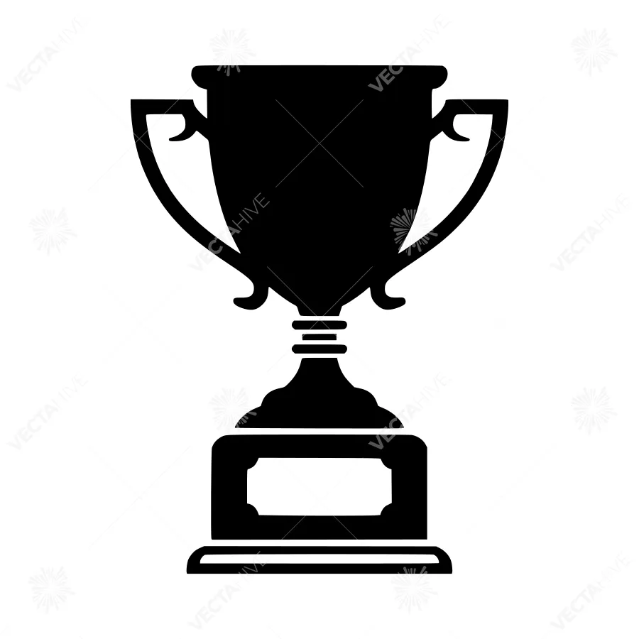 Black Trophy Cup Icon - Vector Illustration