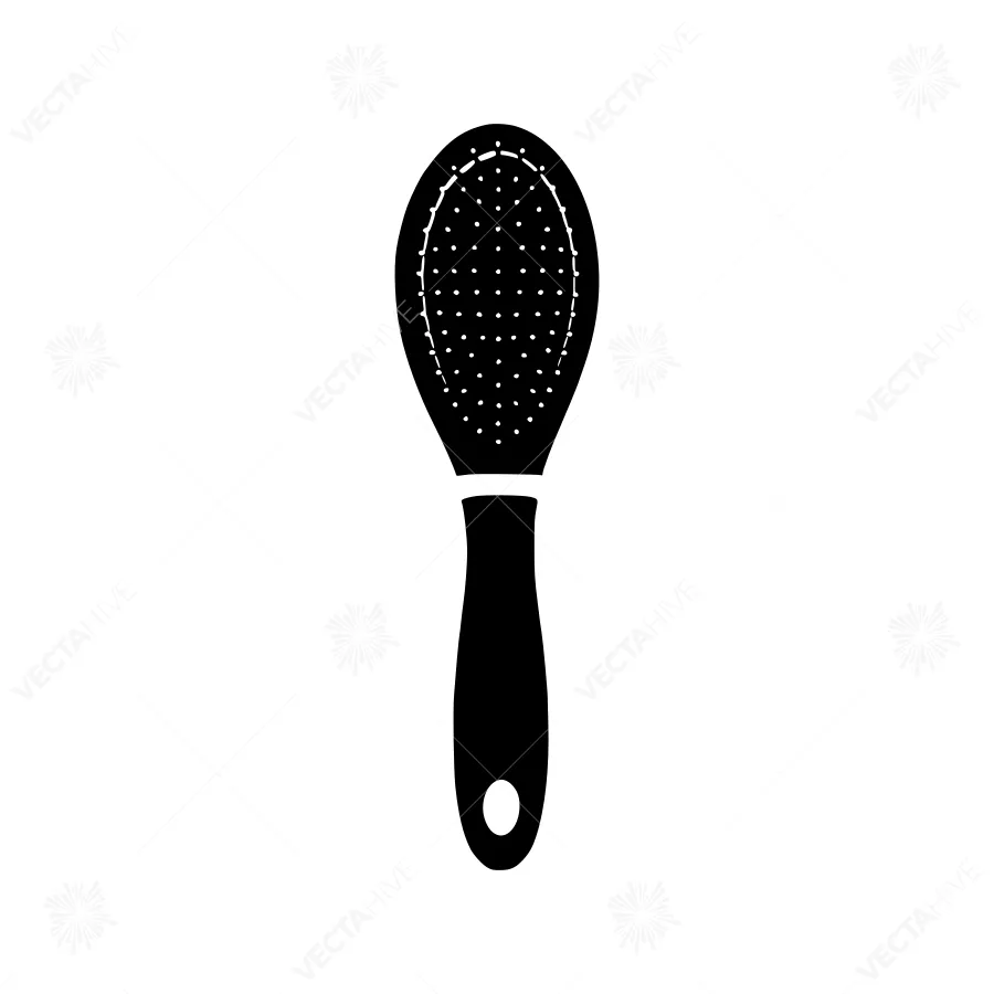 Black Hair Brush Icon - Minimalist Vector