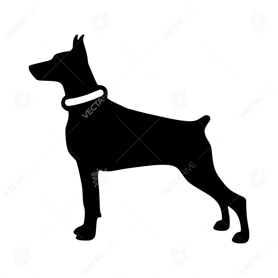 Doberman Silhouette Vector Graphic
