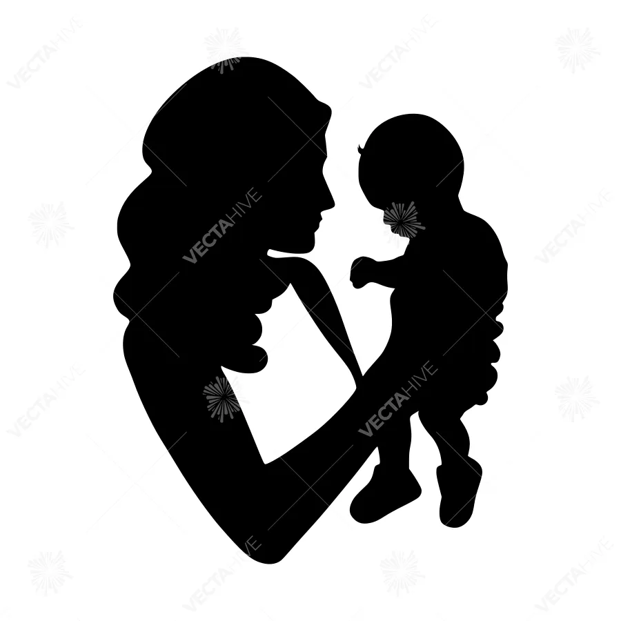Silhouette Mother & Child - Minimalist Design