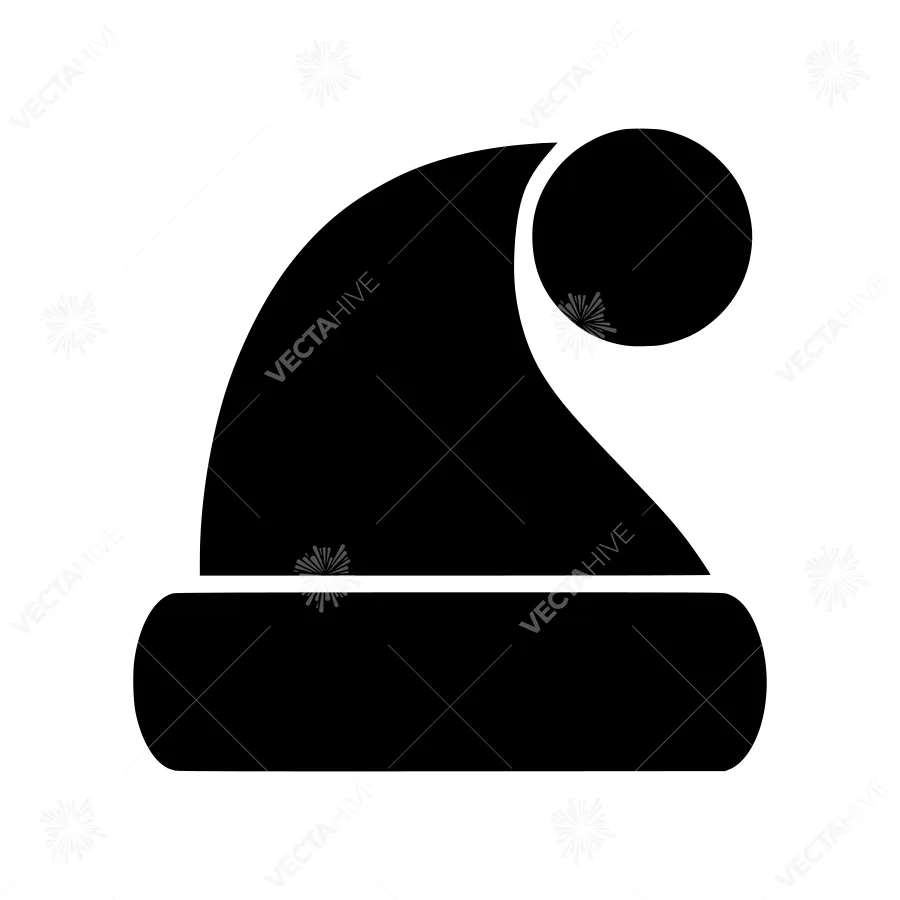 Black Santa Hat Icon - Vector Illustration