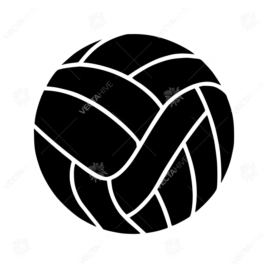 Volleyball Silhouette Icon - Black on White