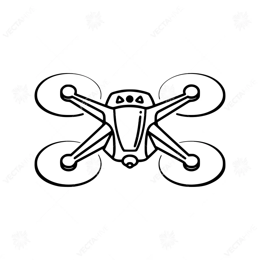 Drone Vector Illustration - Black & White
