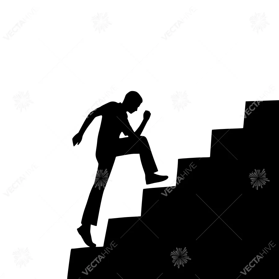 Silhouette Staircase Ascent - Business Growth