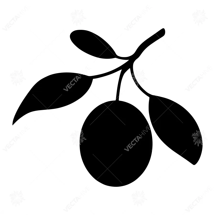 Black Citrus Silhouette - Simple Branch Icon