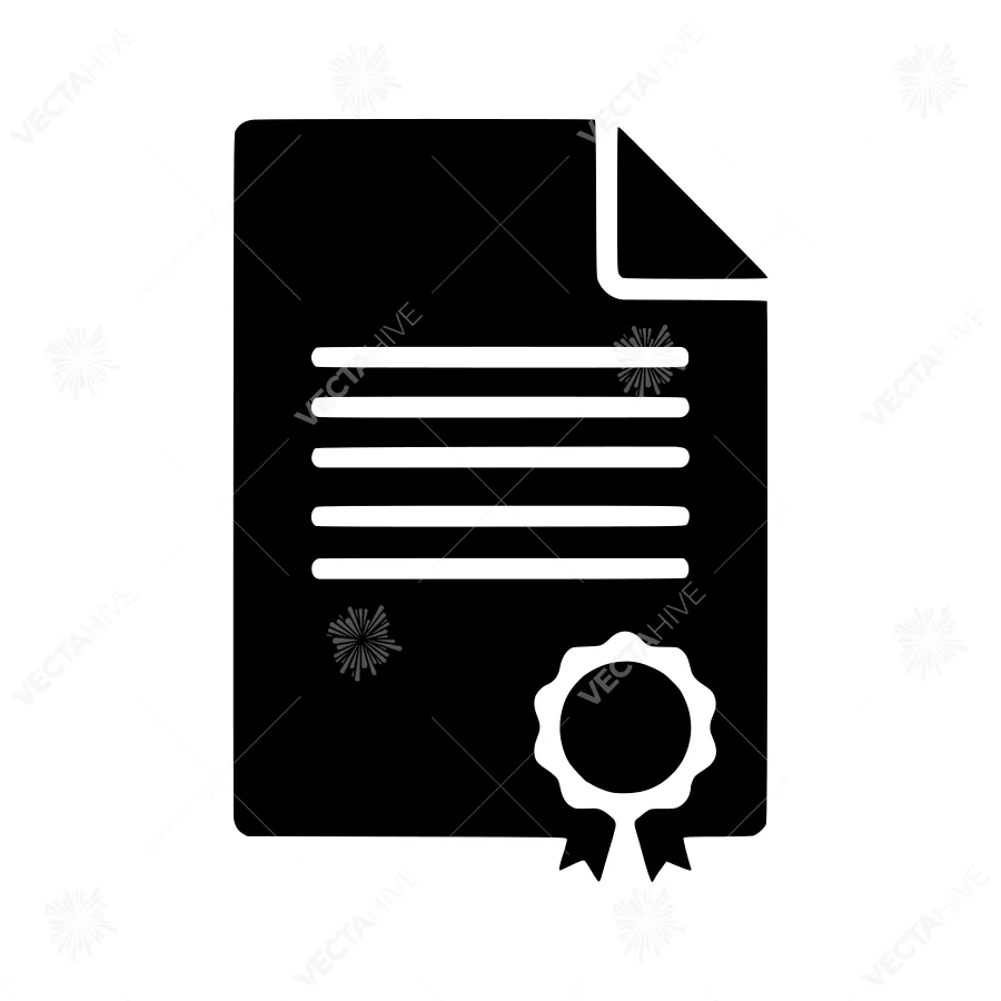 Certificate Award Icon - Black & White Vector