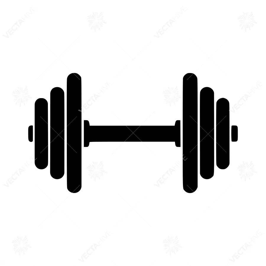 Black Dumbbell Icon - Fitness Vector Illustration