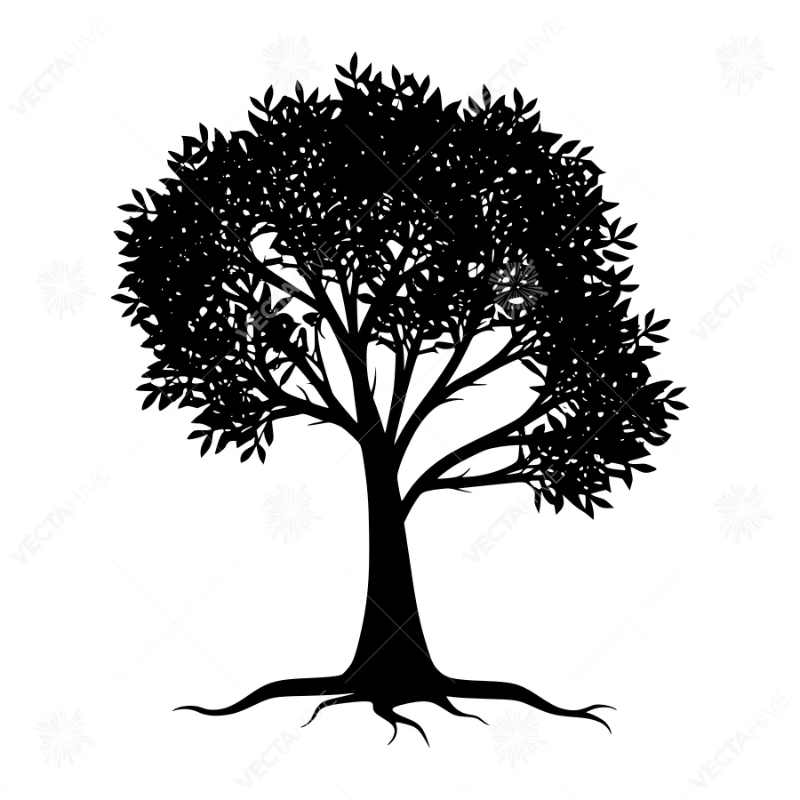 Silhouette Tree - Minimalist Black & White Vector