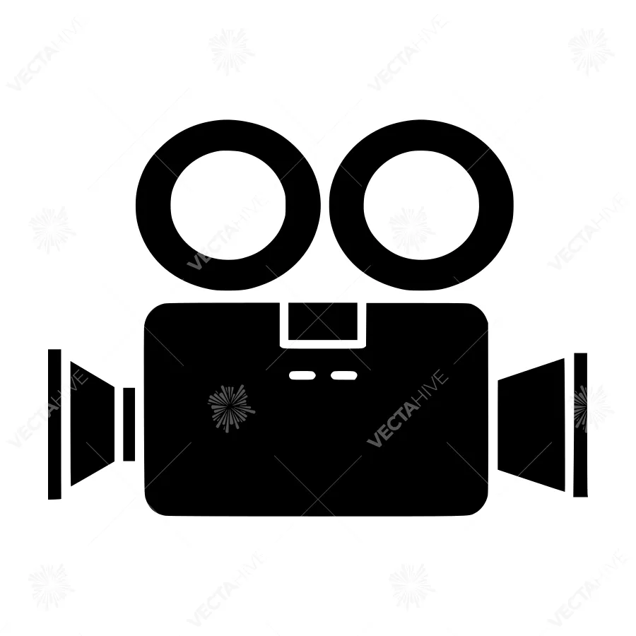 Vintage Film Camera Icon - Black Outline