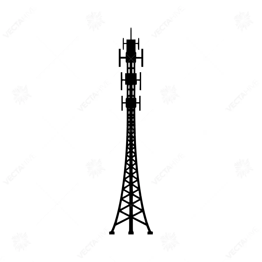 Cell Tower Silhouette Vector Illustration