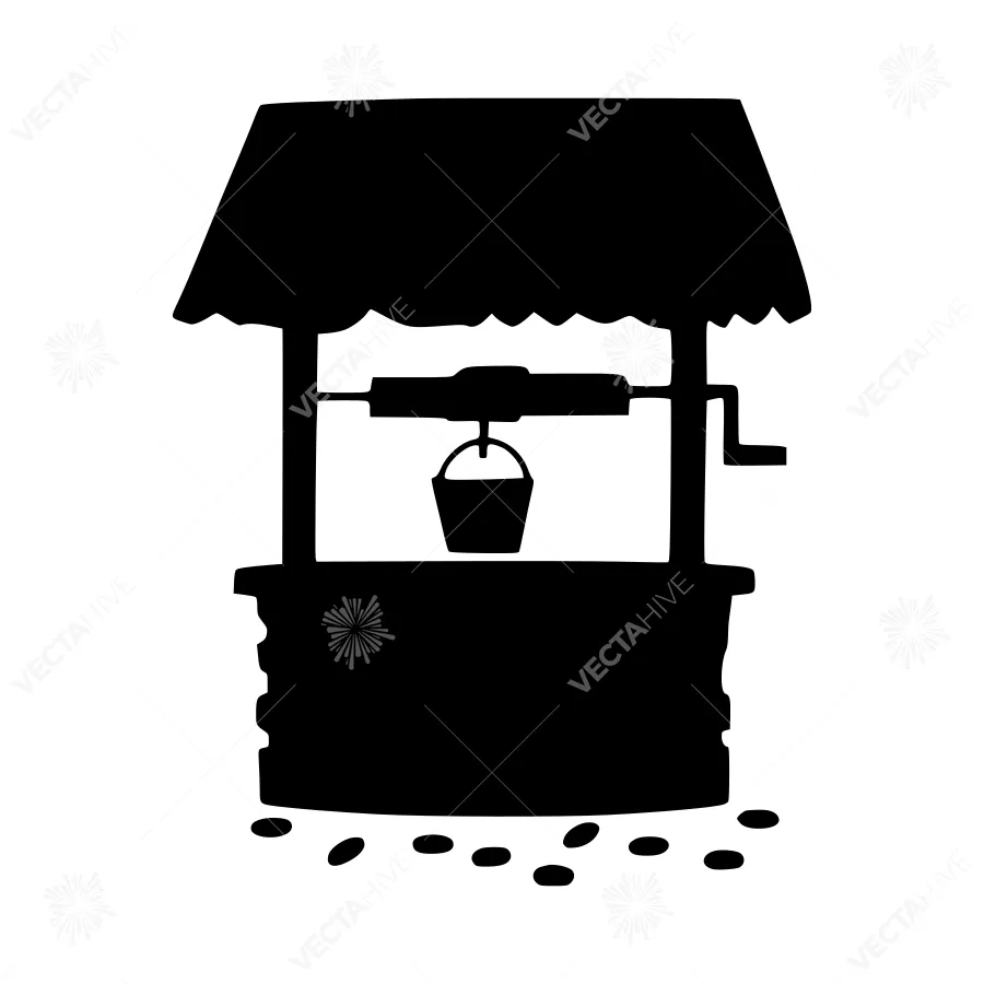 Silhouette Well Icon - Vector Illustration