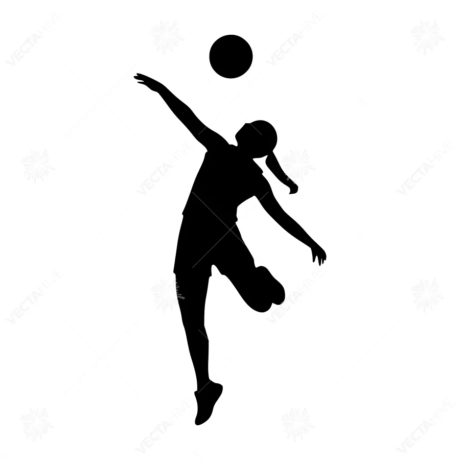 Silhouette Volleyball Player Mid-Air