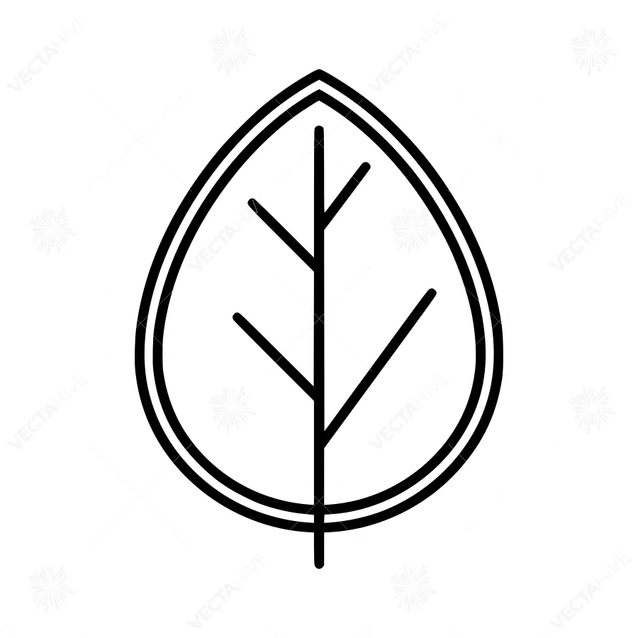 Line Art Leaf Icon - Minimalist Botanical Design