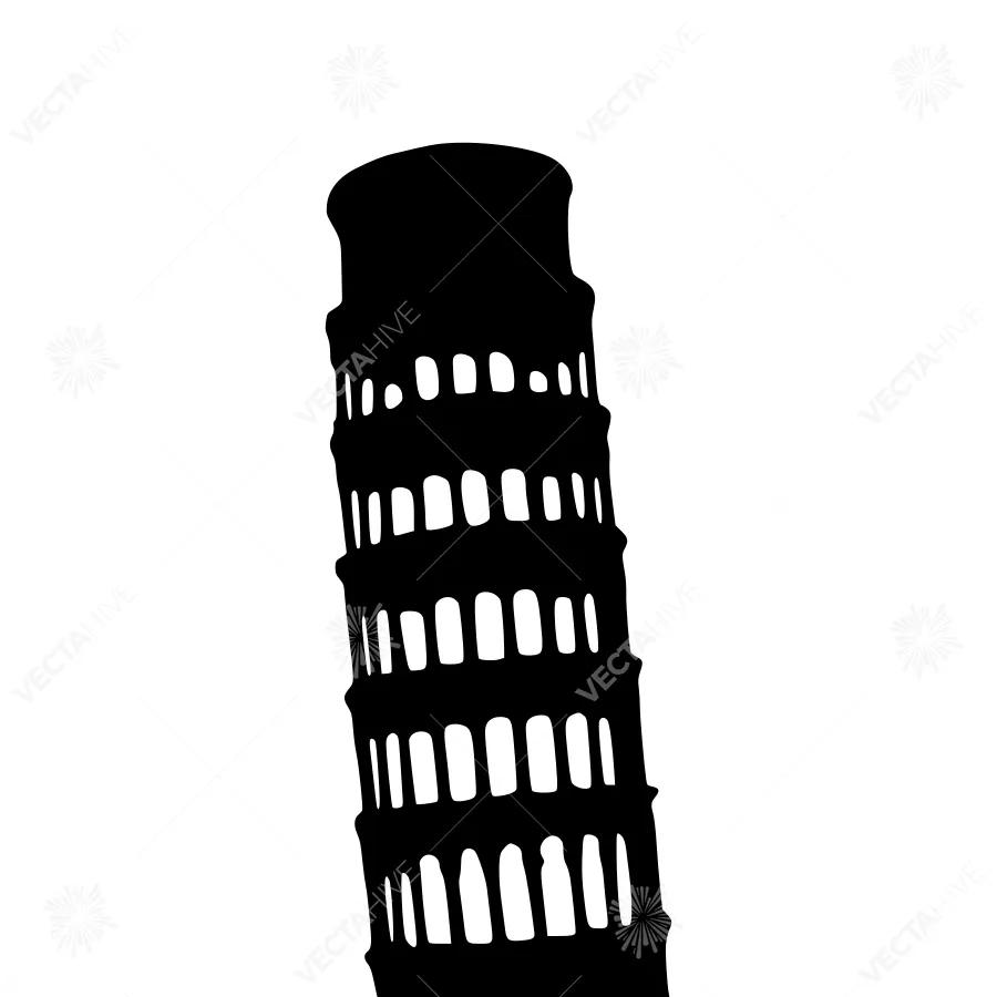 Silhouette Tower Pisa Italy Vector Graphic