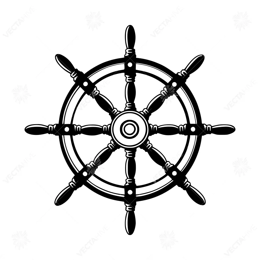 Vintage Ship Wheel Illustration