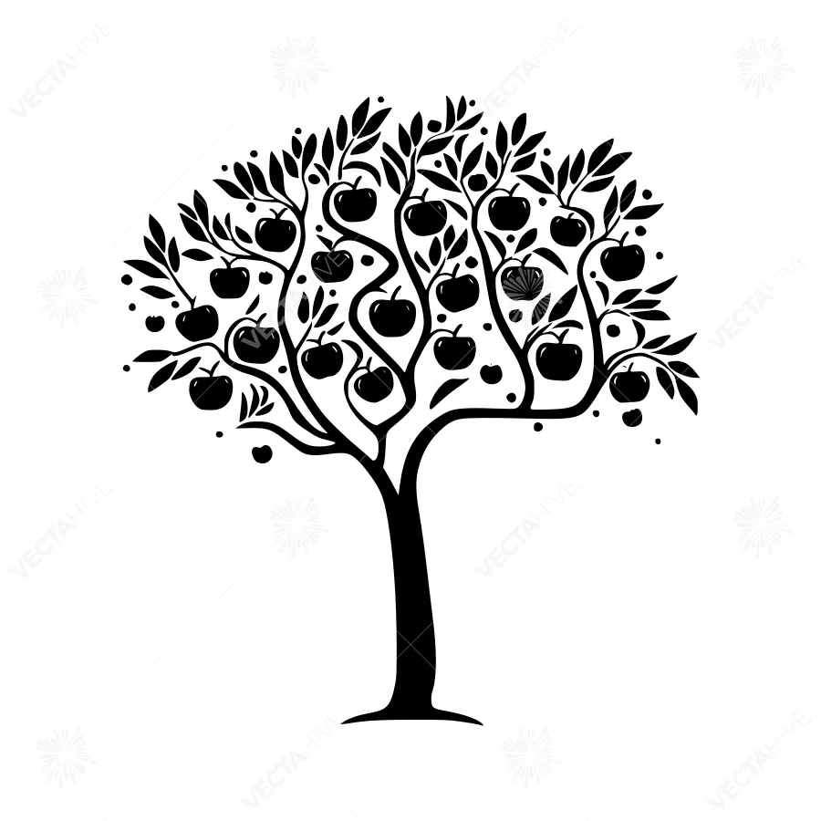 Black Apple Tree Silhouette