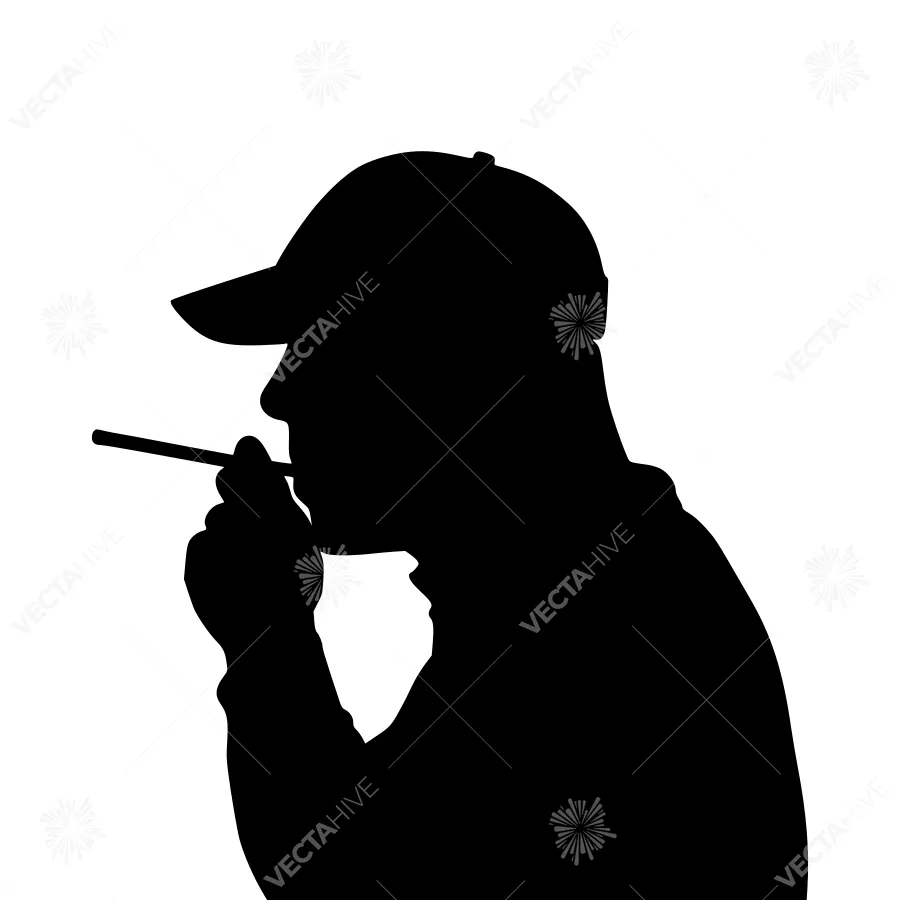 Silhouette Man Smoking - Minimalist Vector