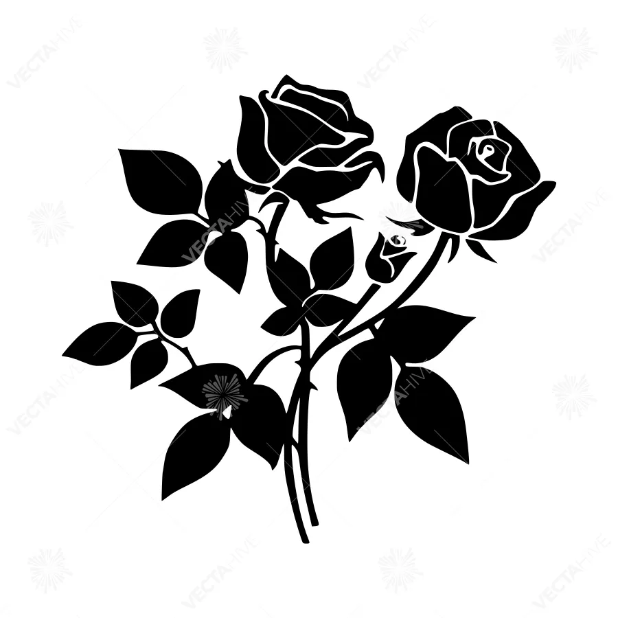 Black Rose Silhouettes - Floral Graphic