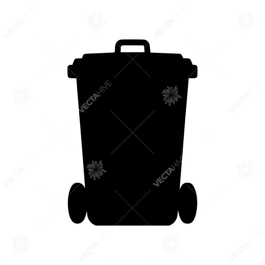 Black Trash Can Icon - Simple Silhouette