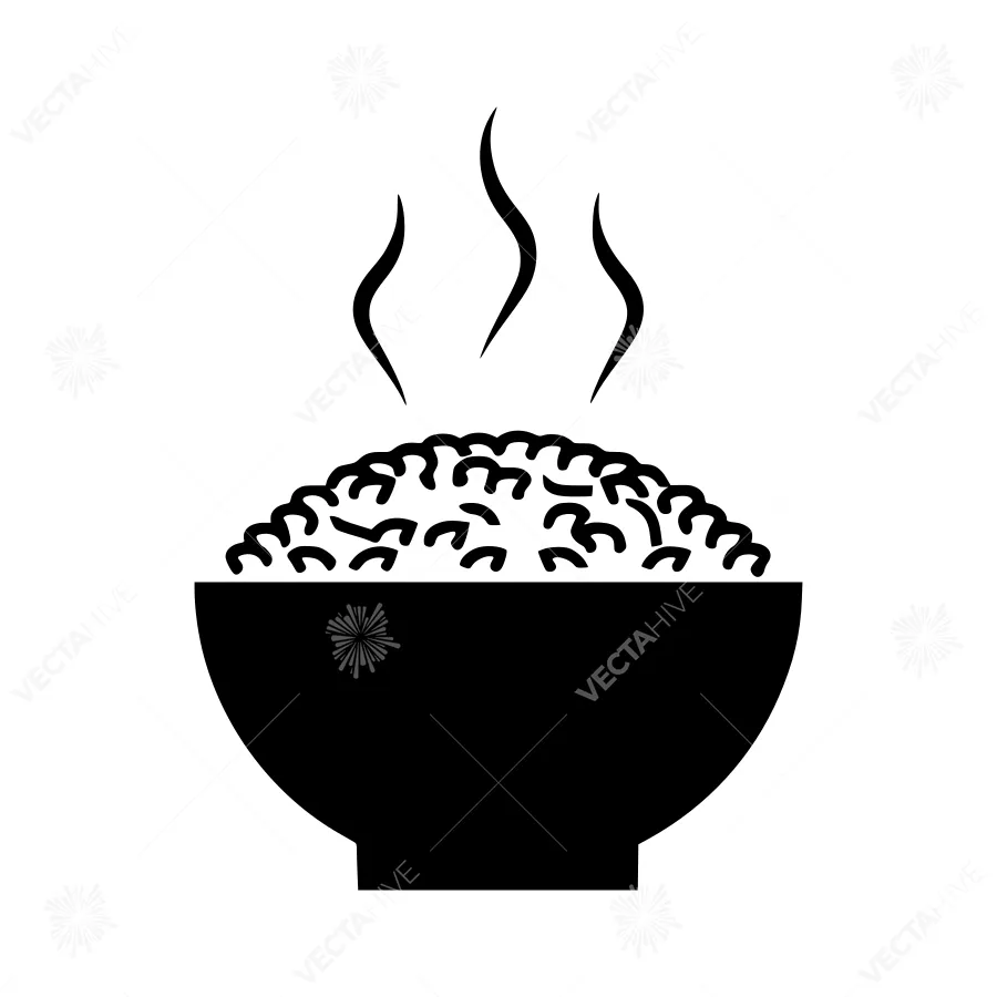 Bowl of Rice Icon - Simple Food Illustration