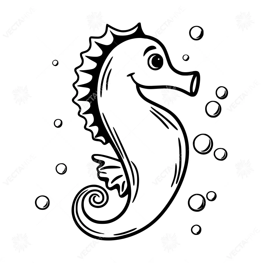 Cute Cartoon Seahorse Illustration