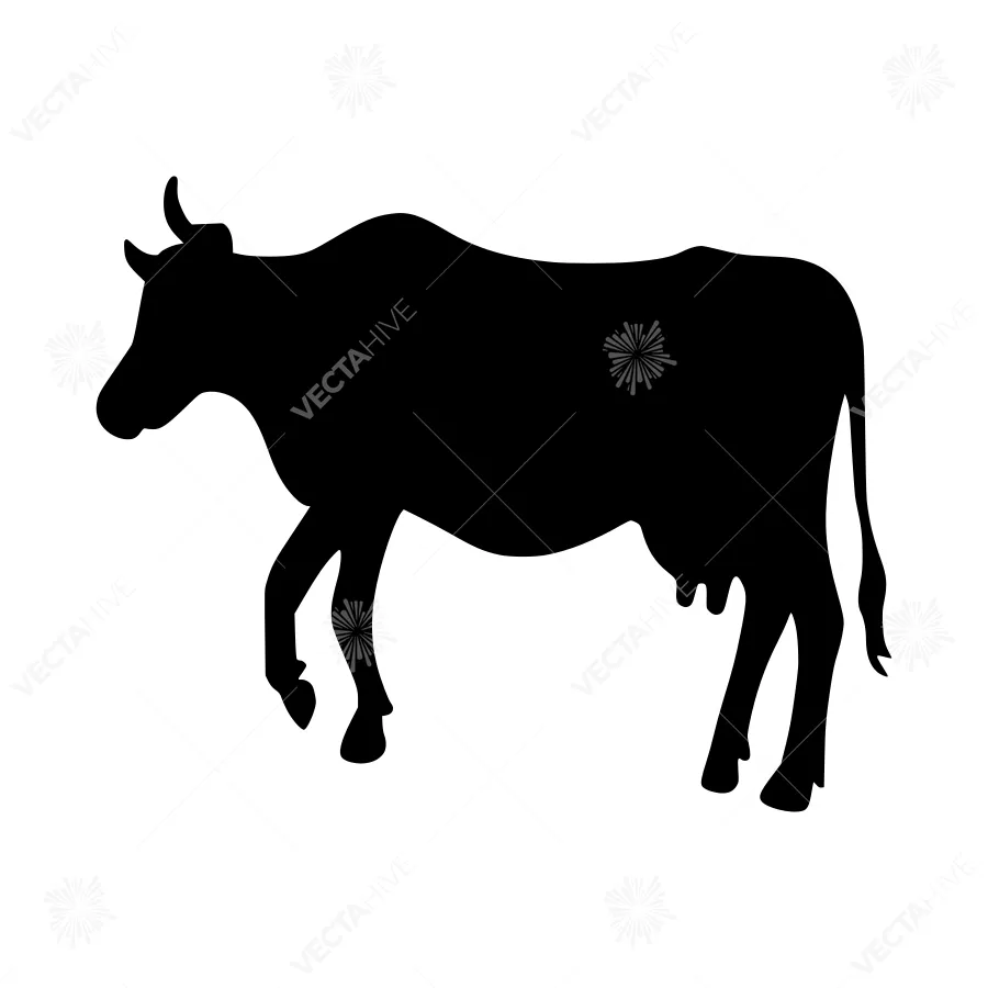 Black Cow Silhouette Vector Illustration