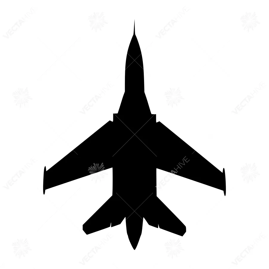 Military Jet Silhouette - Black Vector Icon