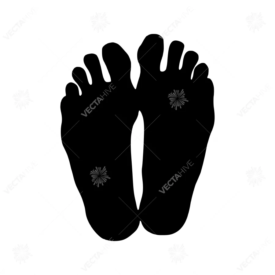 Silhouette Footprints on White Background